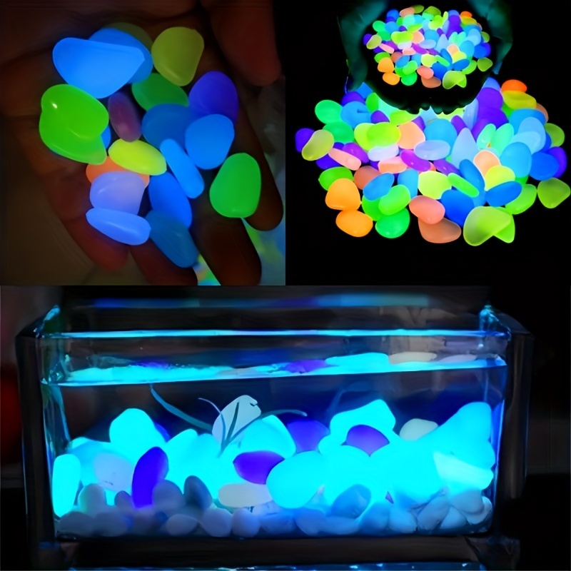 100pcs/500pcs Outdoor Glowing Miniature Pebbles, Garden Pots Mini Garden Accessories, Yard Decor, Yard Essentials, Wedding Party Decor, Festival Supplies, Garden Aquarium Glow Stones! (0.8*1cm) - Made of Resin