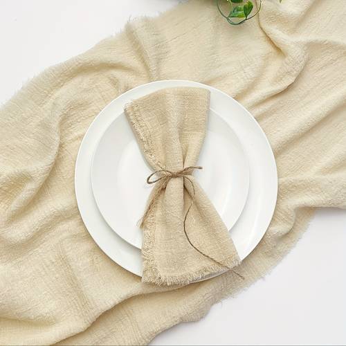 photo de l'article 10 pièces serviettes en gaze cm réutilisables pour mariage, thé, fête, noël, décoration de table, style rétro avec burrs