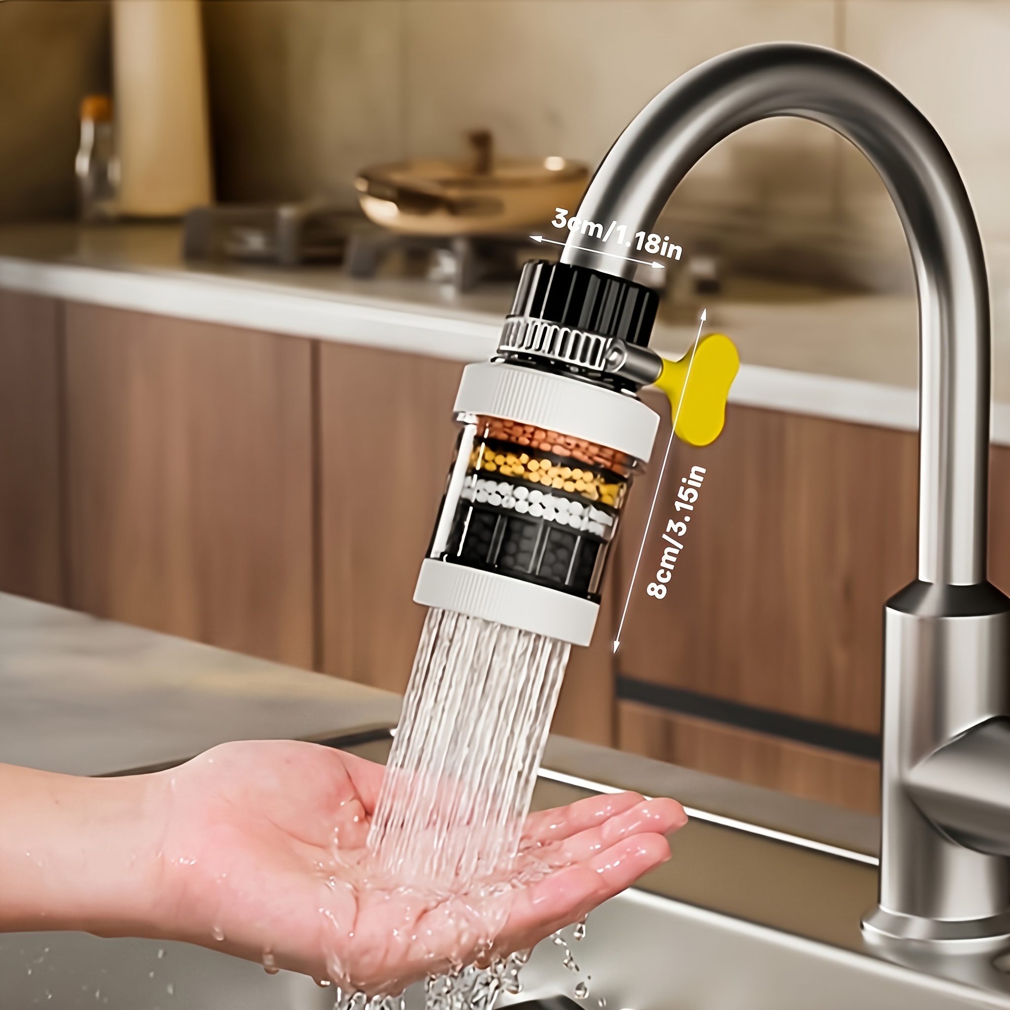 1pc Faucet Filter, Sink Faucet Splash Proof Universal Water Filter, Household Faucet Bubbler, Removable For Cleaning, Europe And The United States , With Adapter, Summer New Products