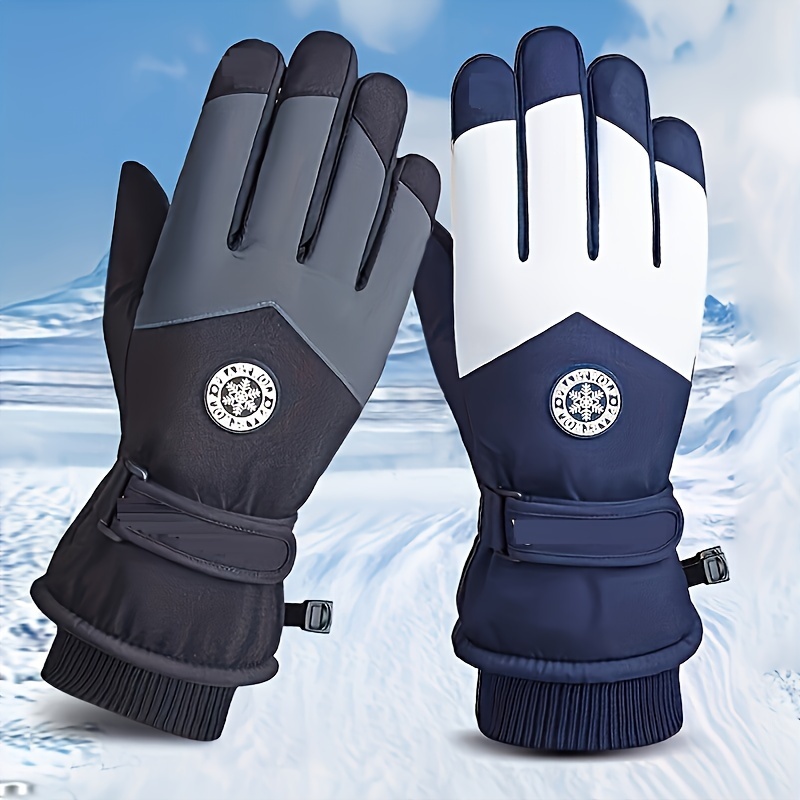 

Unisex Sporty Ski Gloves - Touch Screen Compatible, Waterproof, Windproof, Non-slip Grip, Adjustable Wrist Strap, Woven Polyester - Cold Weather Outdoor Gloves