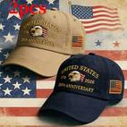 2pcs american flag baseball caps suitable for history police bald 50 star stripe commemorative hats with statue of 1776 2026 dates unisex gift for men women police uniform