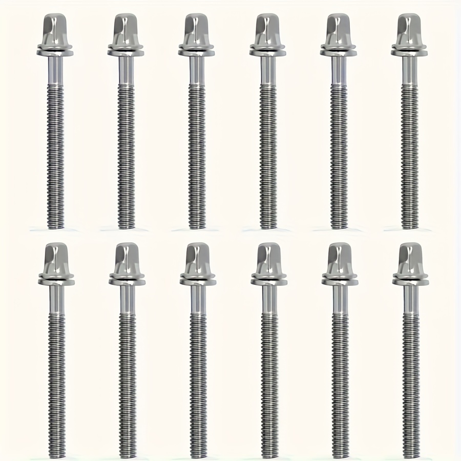 TEMU Drum Tension Rod - 5mm And 6mm Diameter, 50mm Length, Drum Key Tuning Screw, Suitable For Percussion Set - 6/12pcs Drum Kit Hardware Accessories