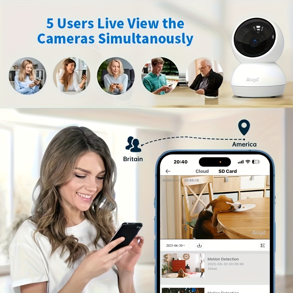 360 panoramic security camera with 2k hd resolution supports dual band wireless wifi monitoring at 2 4g and 5g features detection night vision and pet monitoring suitable for babies pets and caregivers battery not included Product details 7