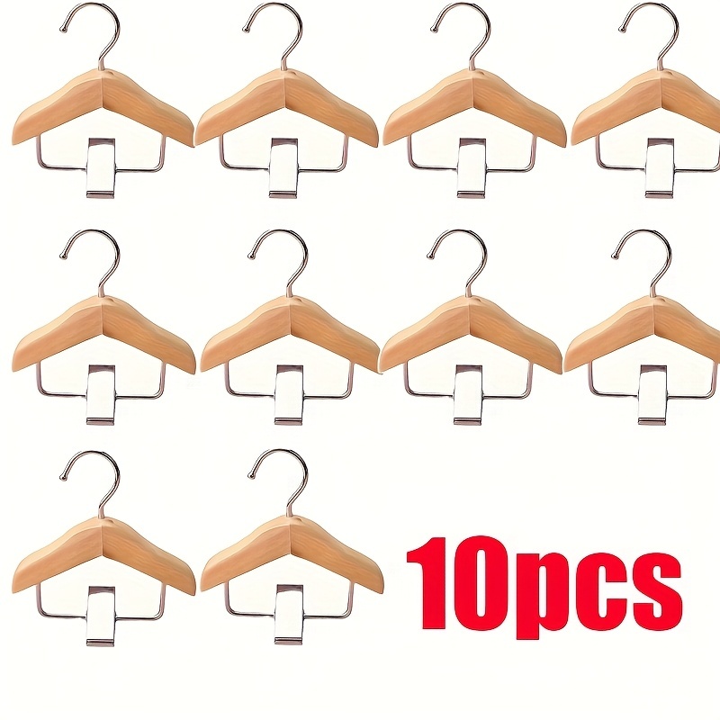 TEMU 10pcs Mini Hanger And Stainless Steel Clip Set - Pet Clothing And Additions Hangers, Polished Surface Treatment, Space- Design, Suitable For