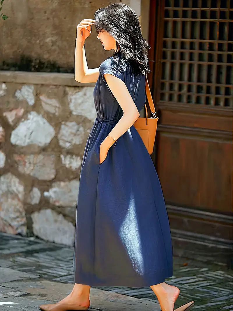 dress loose at waist Drop Waist Dress From Linen, Drop Waist Maxi Dress, Dress Woman, Summer Dresses for Women, Linen Dresses for Women, Dress With Belt