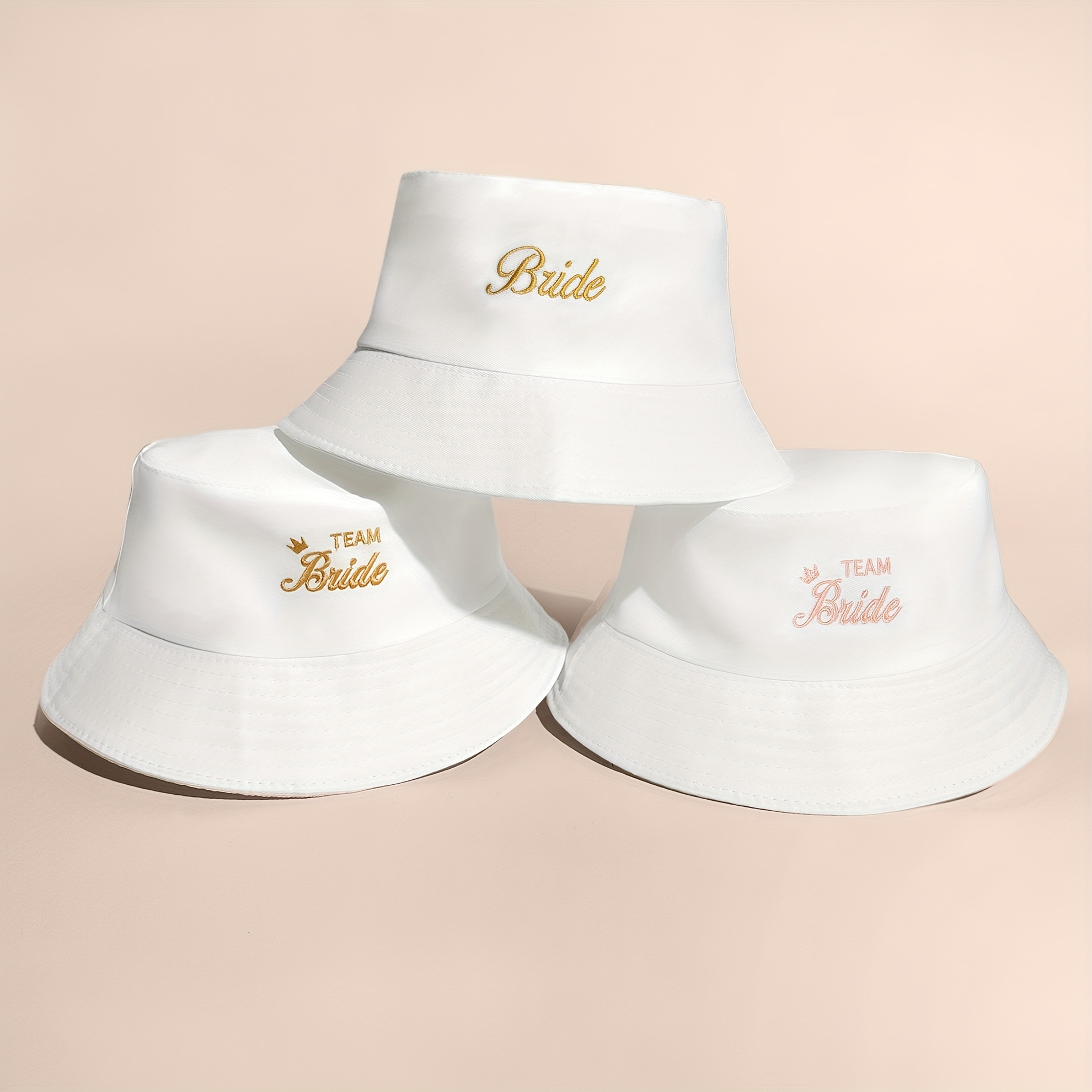 bride embroidered bucket hat sun hat beach Temu Norway