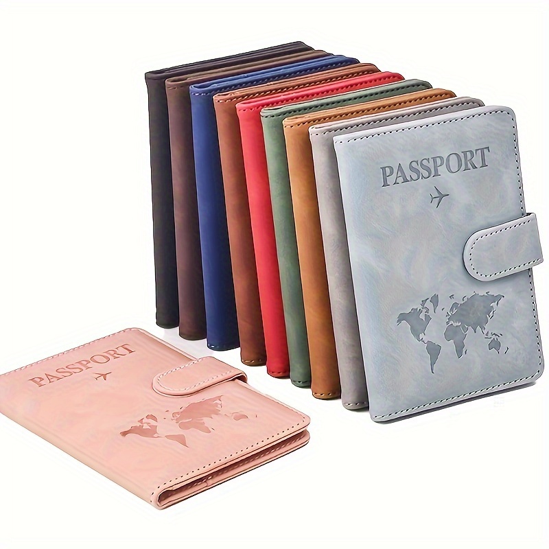 

1pc Rfld Blocking Passport Holder Cover Wallet Faux Leather Card Case Travel Accessories For Women Men