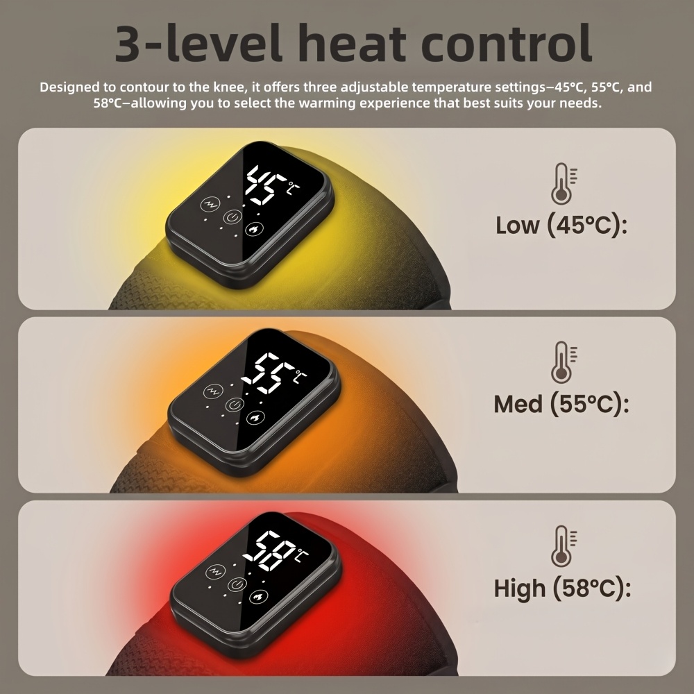 Rechargeable Knee Heating Massager with USB Cable, 3-Level Temperature Settings