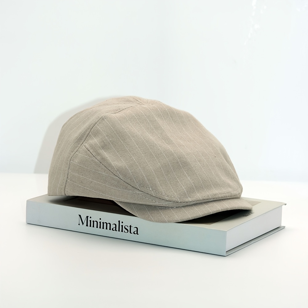 1pc Spring Unisex Elegant Style Linen Newsboy And Driver Cap: Breathable And Refreshing, Adjustable Drawstring, Multiple Colors , Fashionable Design