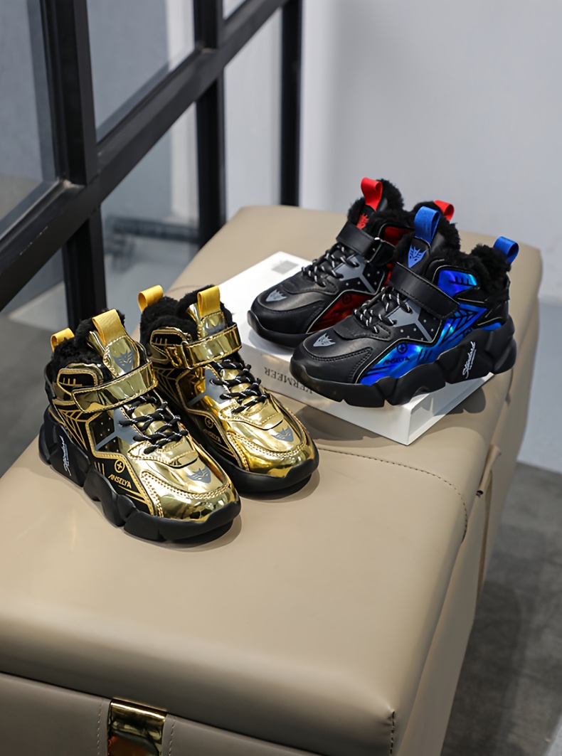 Jongens Sneeuwlaarzen met Dikke EVA Zolen en Pluche Voering, Jongens Casual Schoenen, Lichtgewicht Modieuze Trendy Schoenen, Sportieve School Schoenen voor Jongeren, Buitenshuis Hardloopschoenen voor Jongens, Grote Warme Kinderen Schoenen Herfst- en Wintermodellen