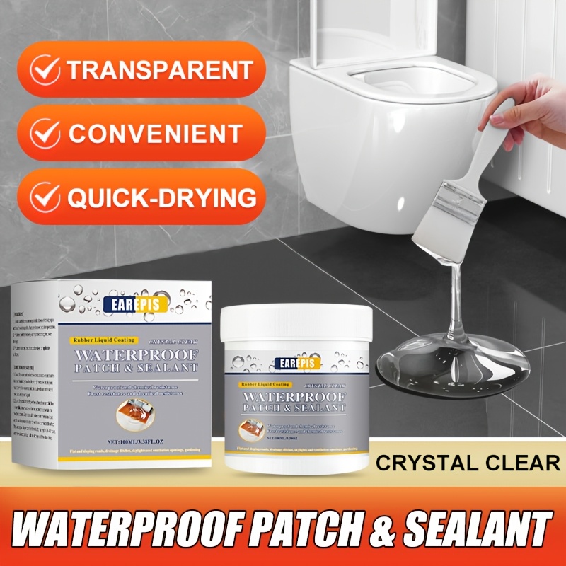 

Transparent Leak Repair Sealant With Brush, Waterproof Patch & Sealer For Bathroom, Kitchen, Exterior Walls - Plastic Material, Easy Application, Quick-drying, Cold & Abrasion Resistant