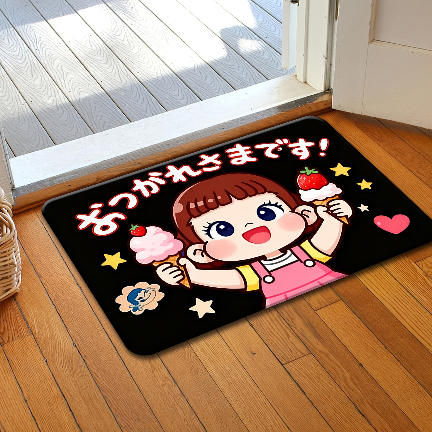 TEMU 【商品名】柔らかいフ製の可愛い柄のドアマット。滑り止め付きで、キャンプパーティーの装飾に最適。玄関、廊下、ランドリールーム、キッチンに最適。洗濯可能なファームハウンマットとバスルームラグとしても使用可能です。