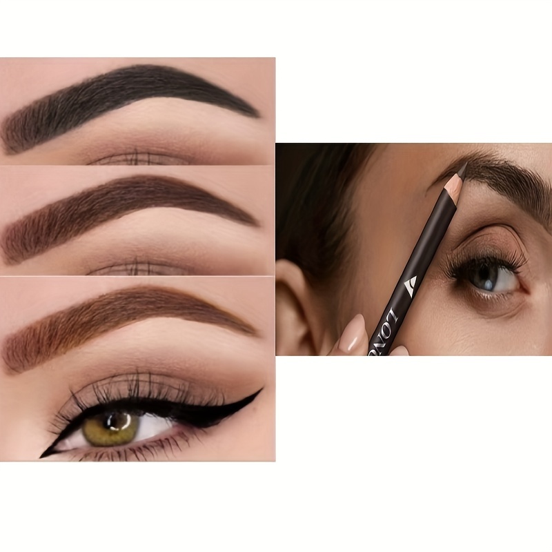 3pcs waterproof long lasting eyebrow pencil hard tip wood handle beginner friendly smudge proof makeup essential   in     dark brown