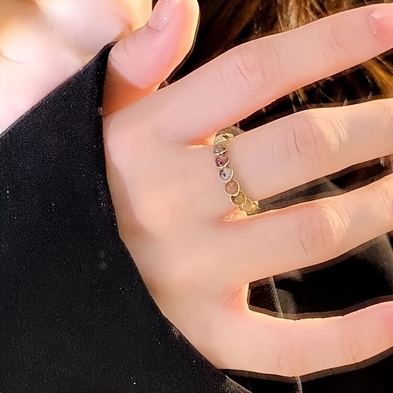 Women's Rainbow Gemstone Ocean Style Open Ring