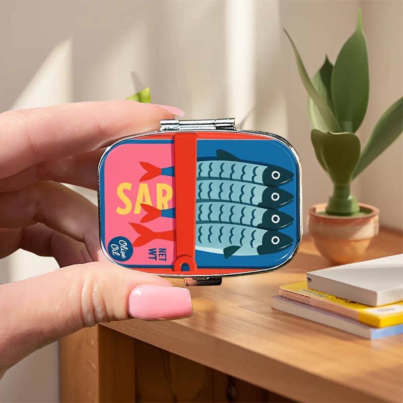 TEMU 1pc 2-compartment Medicine Case - Food-safe Plastic & Metal Construction, Compact Travel Organizer For Medication, Vitamins, Supplements -