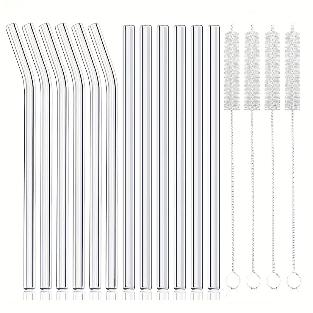 16pcs reusable glass straws set size 215 10mm clear glass - Temu