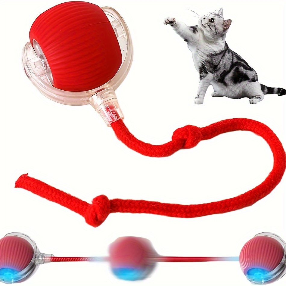 1pc   silicone interactive cat toy ball striped pattern usb rechargeable automatic self rolling three   bite safe for all   sizes