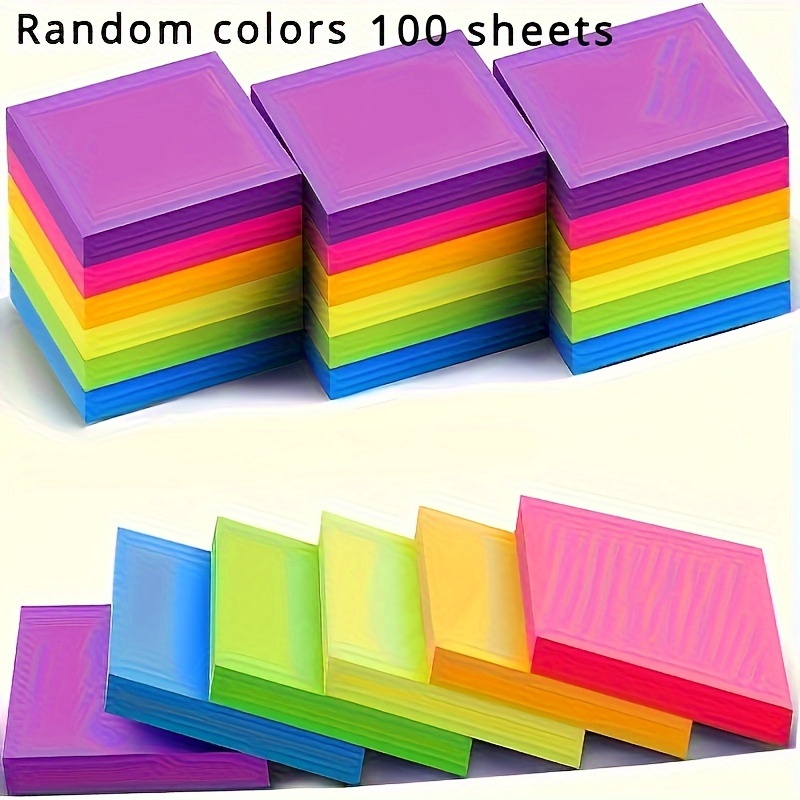 

100 Sheets Self-adhesive Sticky Notes Set - Vibrant Assorted Colors, Office And School Supplies