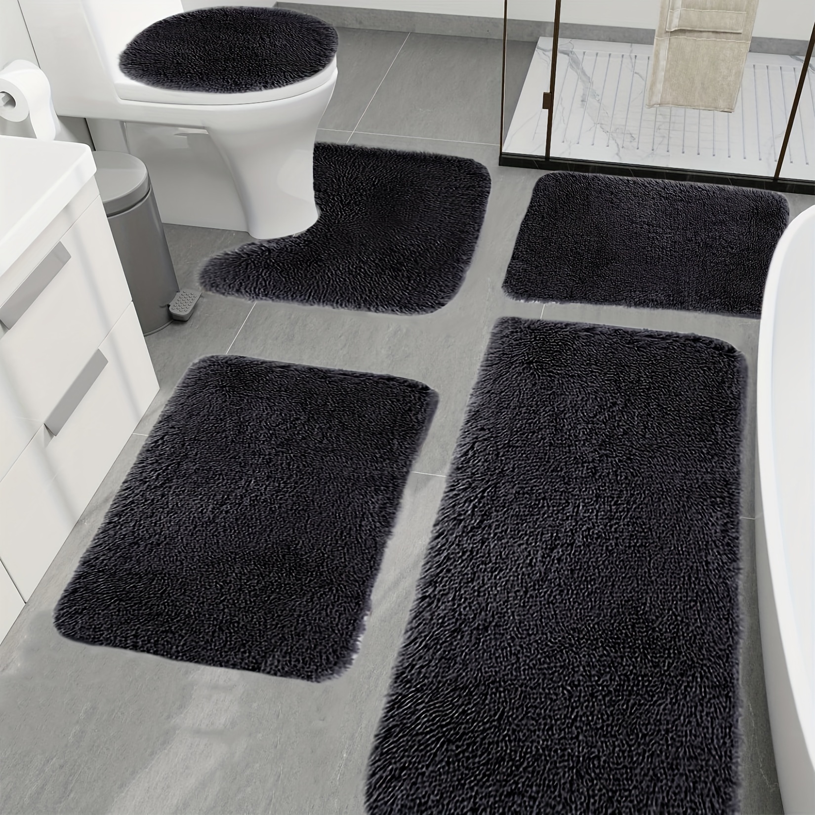 

New 5pcs Bath 5 Set Bathroom Rugs For 5 Pcs Universal Absorption To Dry