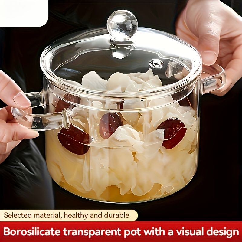 1pc Heat Resistant Clear Glass Stew Pot with Lid, Transparent... product image 3