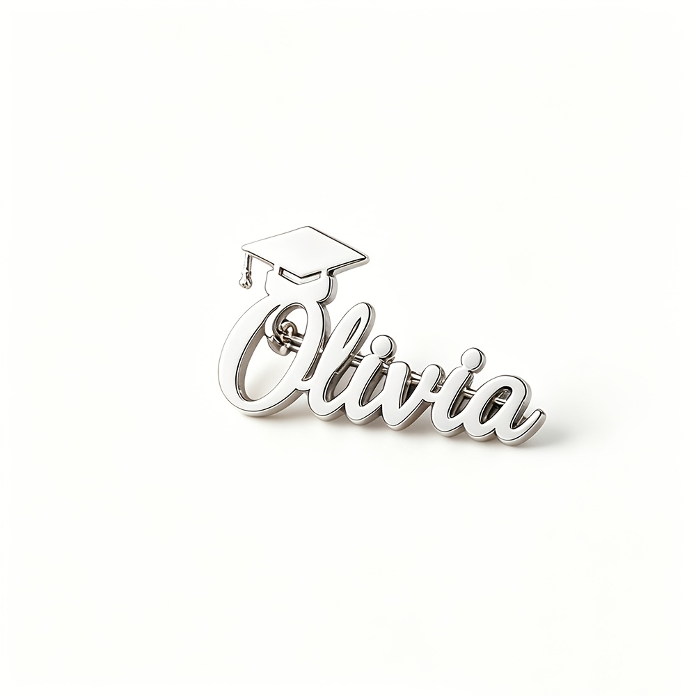 TEMU Personalized Stainless Steel Graduation Brooch Custom Name Engravable Pin, Anti-corrosion & Tarnish Resistant, Unique Unisex Gift For Him/her, ,