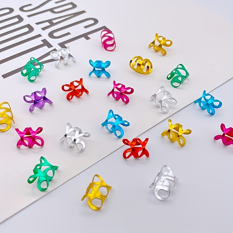 TEMU Lot de 40 pinces à cheveux perles en métal, colorées et manchettes pour dreadlocks, bijoux de cheveux hip-hop pour coiffures de festival