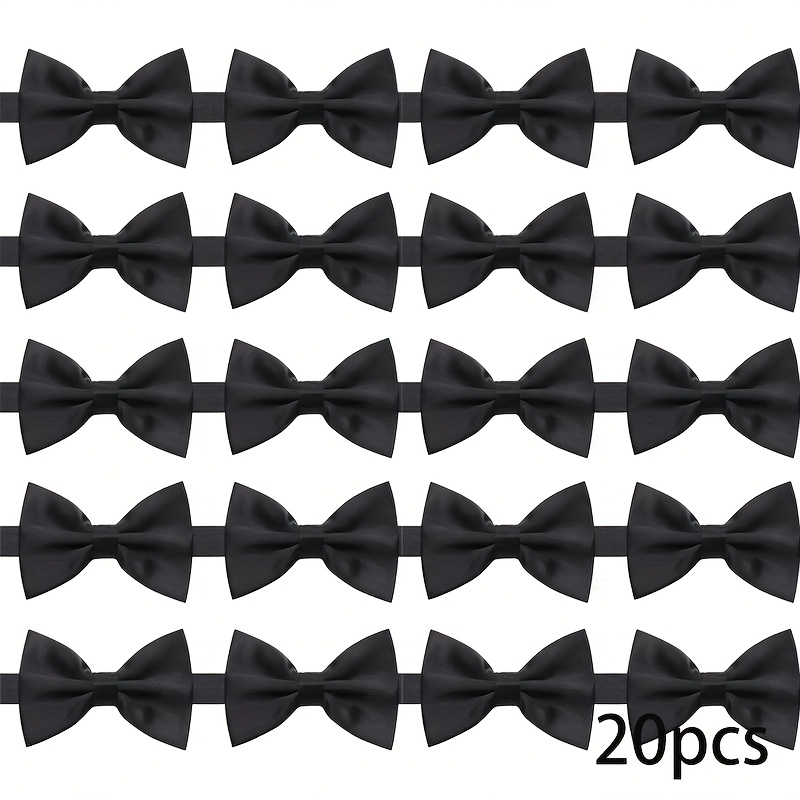 Image of 10pcs, 20pcs Men's Black Bow Ties With Red Bows Pre-tied And Adjustable, Perfect Gift For Groomsmen, Gentlemen, Husbands Suitable For Formal Events, Weddings, Parties, Concerts