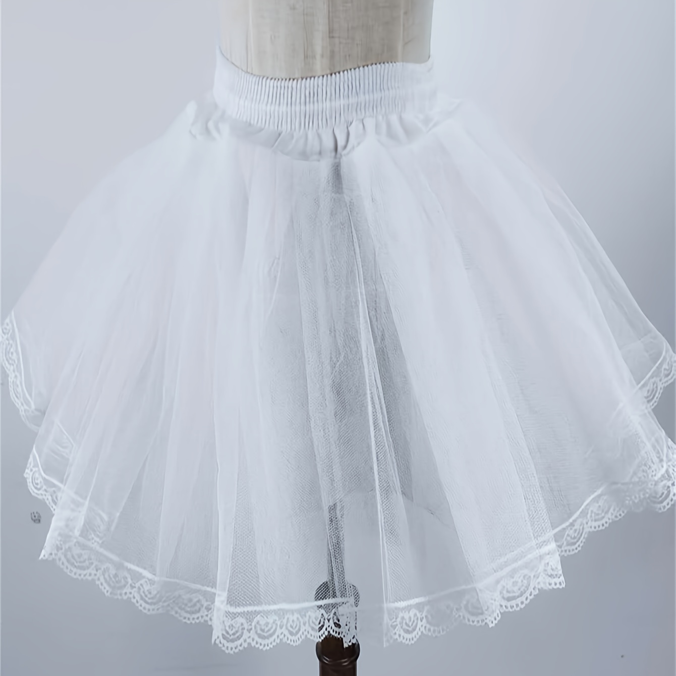 

Women's Fashion White 40cm Triple-layer Hard Mesh Soft Support Lace Trim Lolita Performance Puffy Skirt Short Daily Wear Boneless Petticoat - Casual Style, Hand Wash Only, Polyester Material