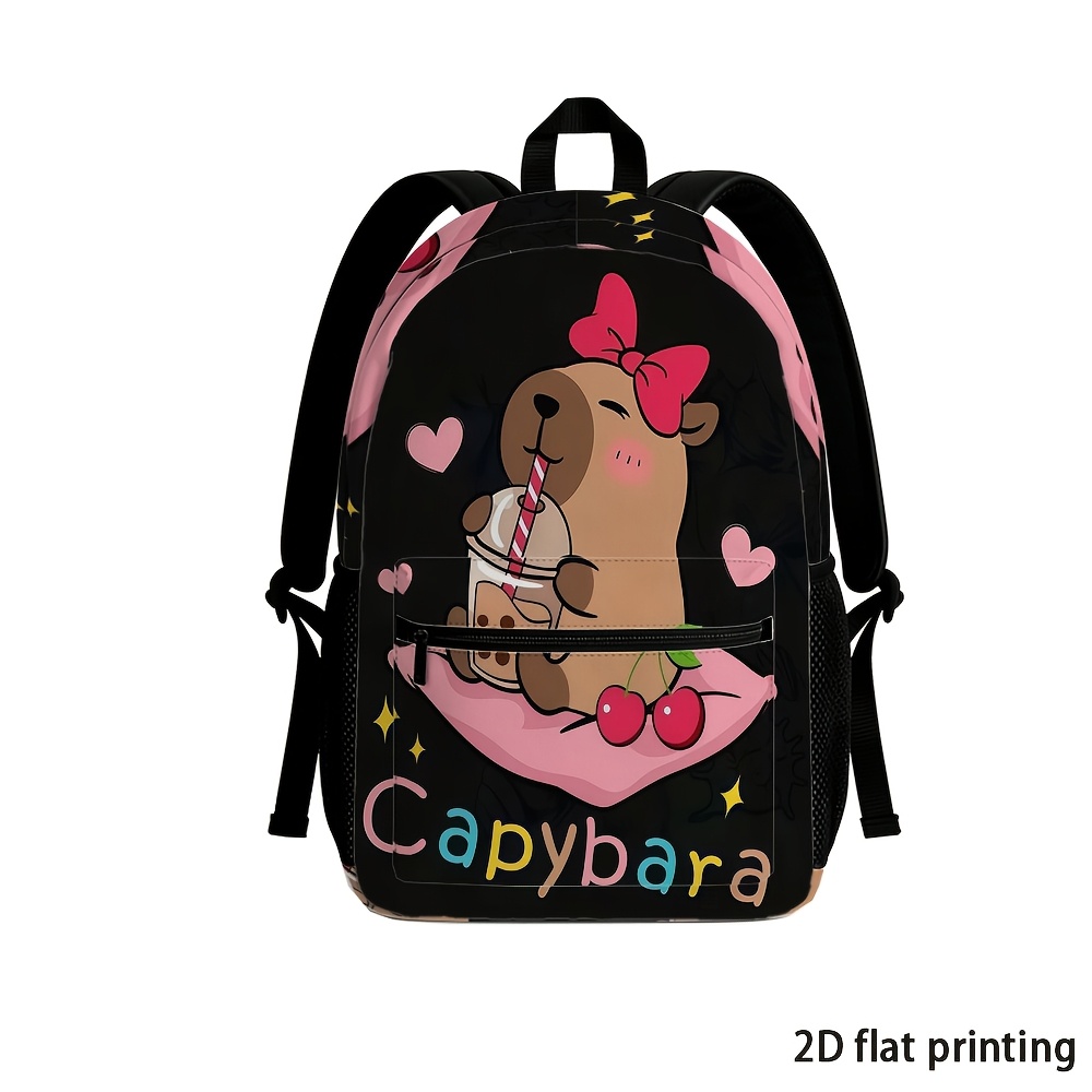 TEMU 1pc Capybara Print Backpack, Large Capacity 17-inch Casual Backpack Laptop Bag - Lightweight And Durable Backpack, Gift, Home Decor, Unisex For