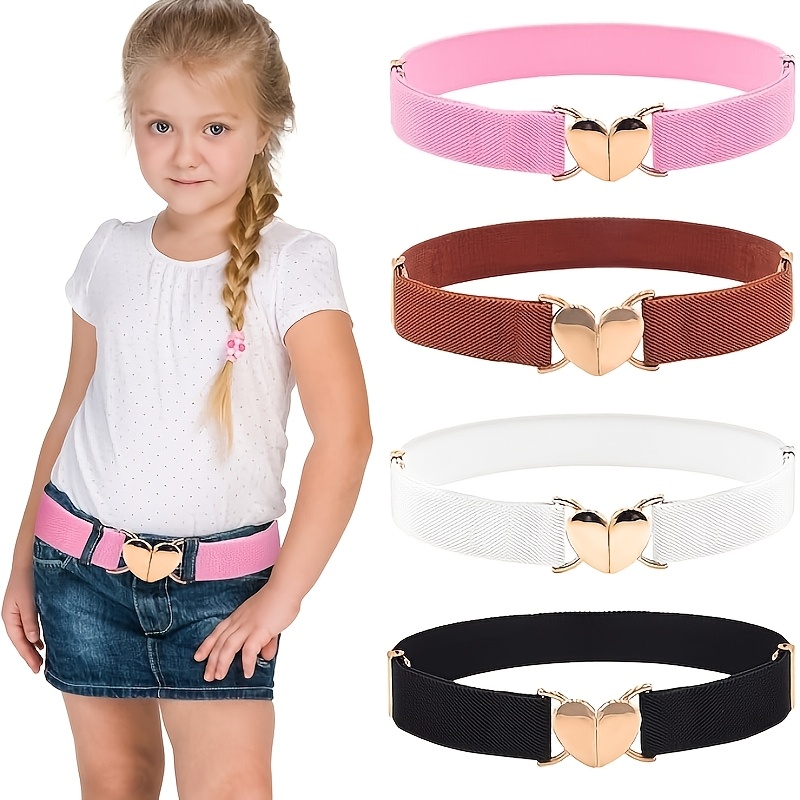 1 stück mädchen gürtel, verstellbarer elastischer gürtel, mit herzförmiger schnalle,   für jungen und mädchen