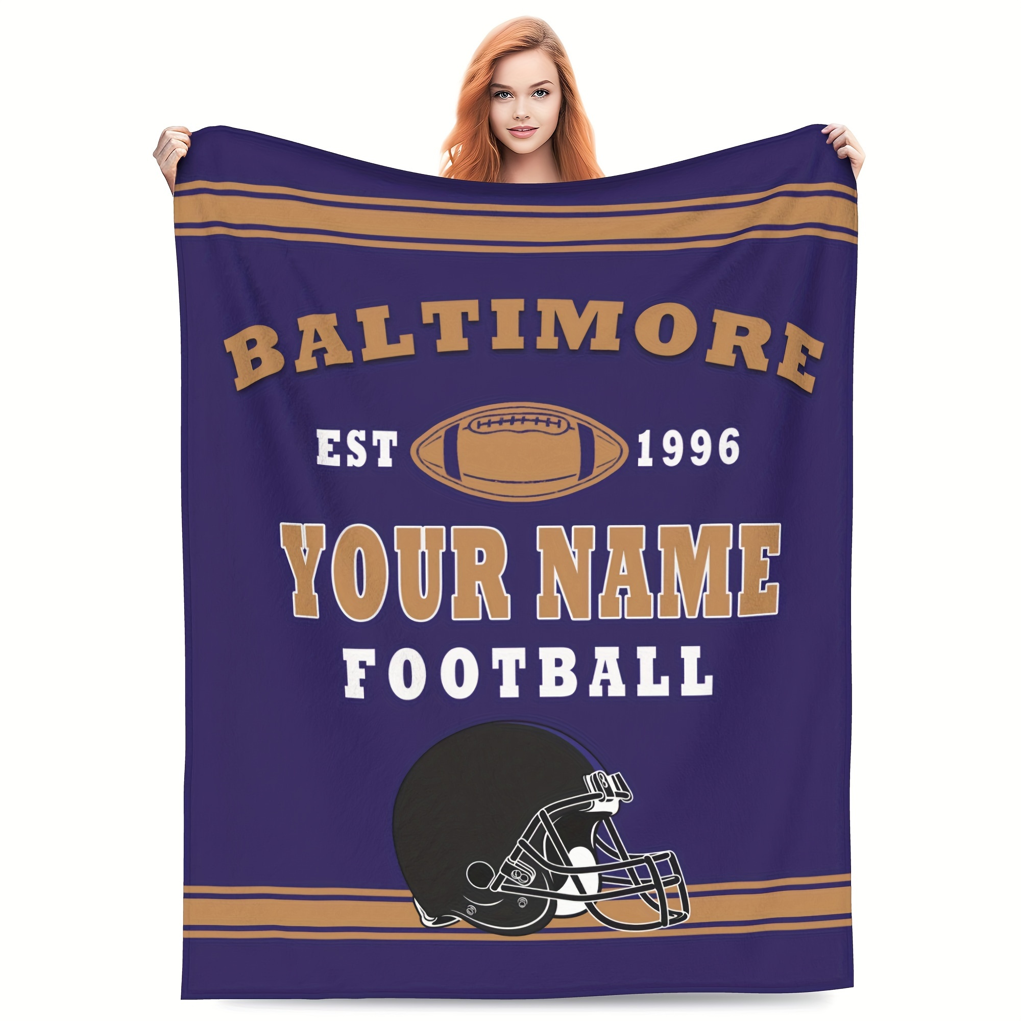 

Customizable Blanket - Personalize & , For , , - Polyester, Rectangular, No Battery Needed - For