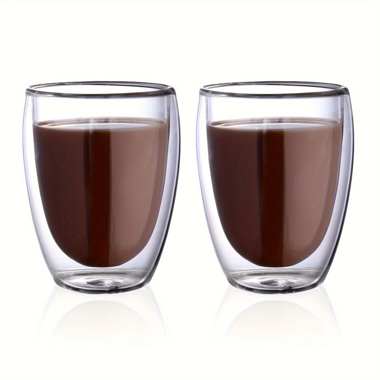 

2pcs, Double-walled Glass Cups, 350ml Coffee Glasses Mugs, Handleless Glass Coffee Mugs, Transparent For Hot Cold Drink Cappuccino, Latte, Iced Coffee, Tea