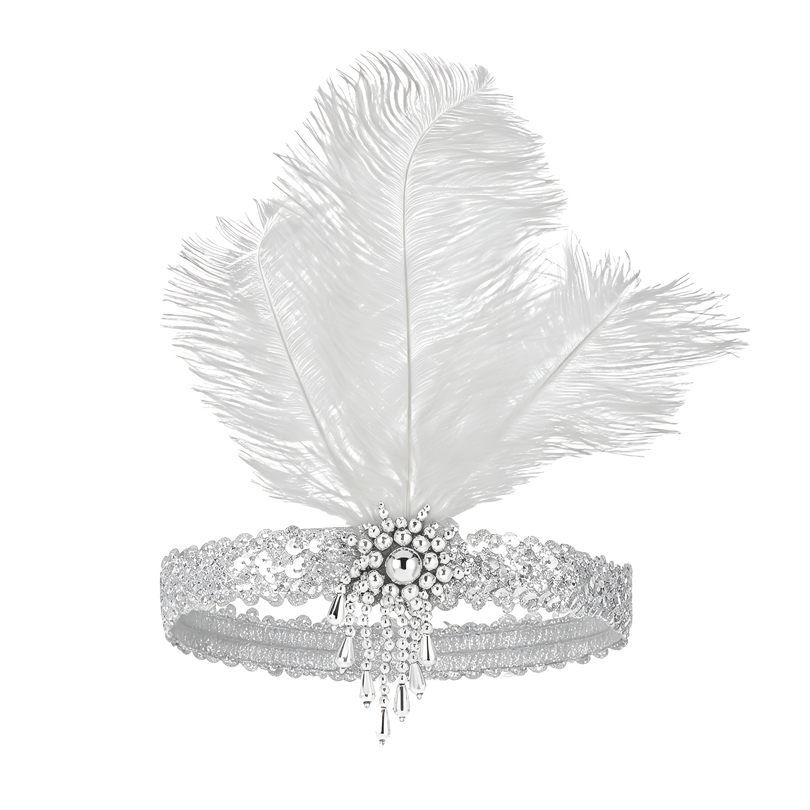 TEMU 1pc 1920s Feather Tassel Headband, Luxurious Headpiece, Suitable For 1920s Themed Parties, Light Luxury Dinner Parties, Vintage Photoshoots,