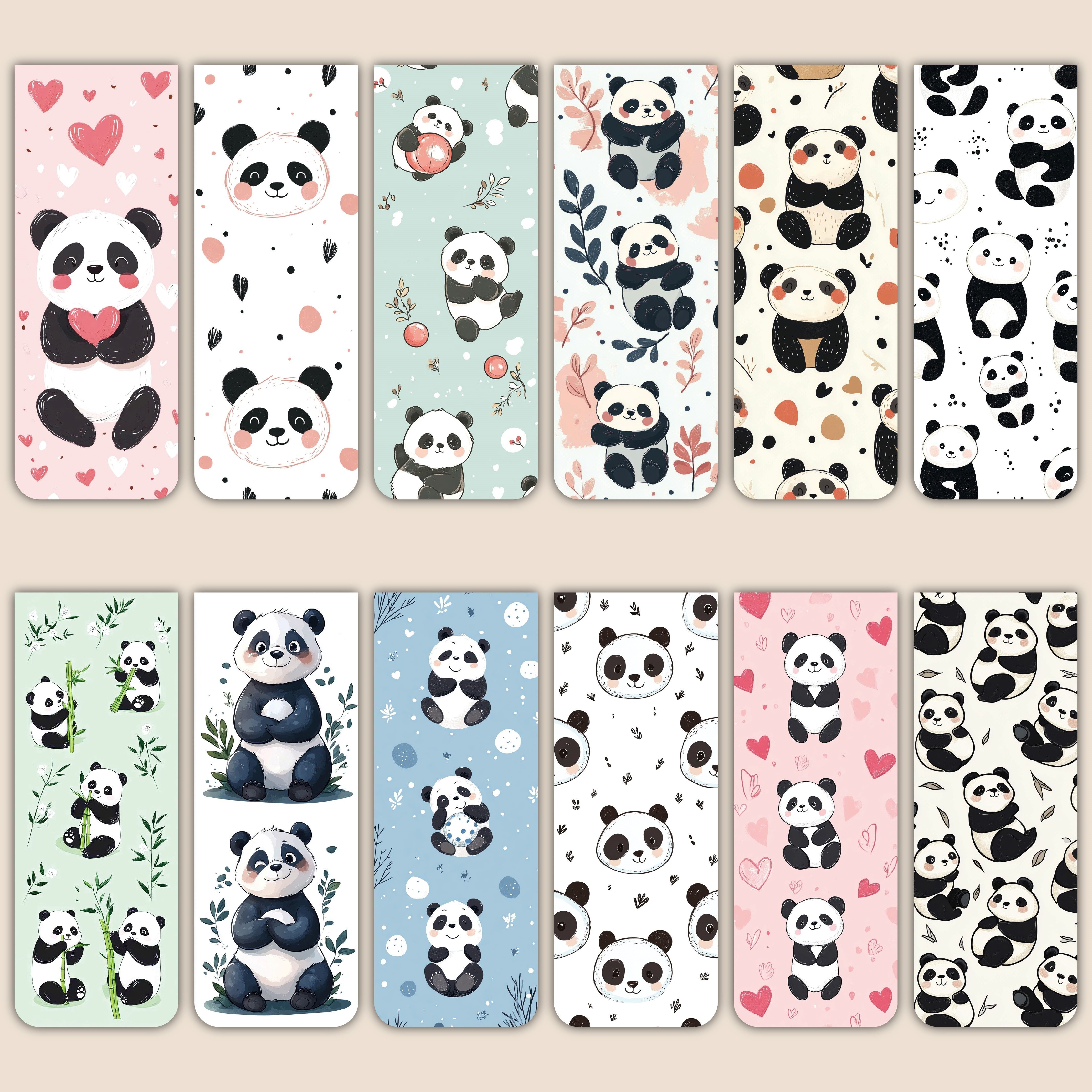 12pcs Panda Magnetic Bookmarks - Durable, Colorful Page Markers For Readers, Students & Teachers - Ideal Gift For