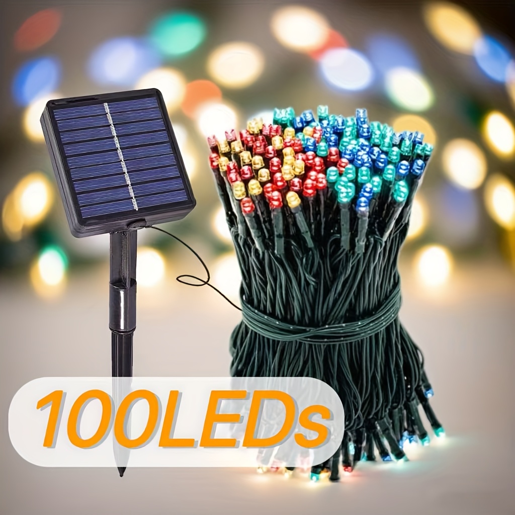 TEMU Lithium Battery Solar Outdoor Colorful Light String, 11 Colors , Suitable For Placement On Railings, Pillars, , Courtyards, Grass And . Diy