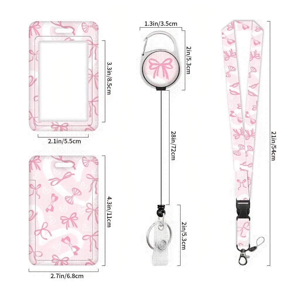 TEMU 2d Pink Lanyard For Women - Cute For Id Badge Holder With , Heavy Duty, For Ideal For Teachers, Nurses, Office Gifts, Nurse Additions
