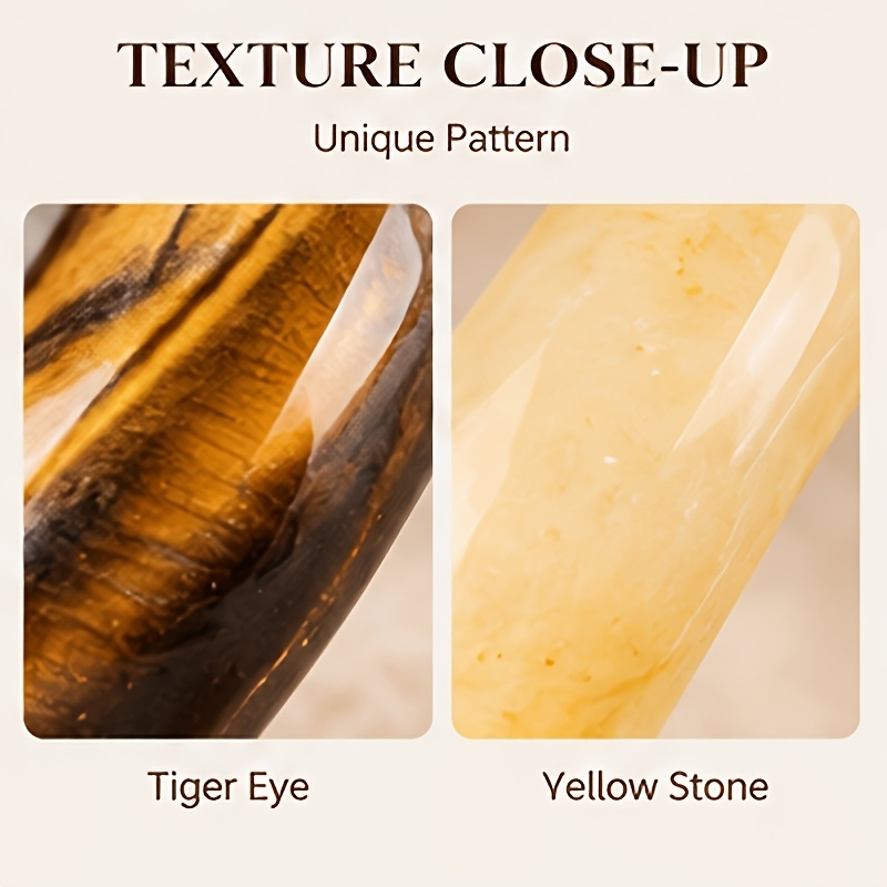 2pcs Tiger's Eye and Citrine Dual-Color Ring Set for Women