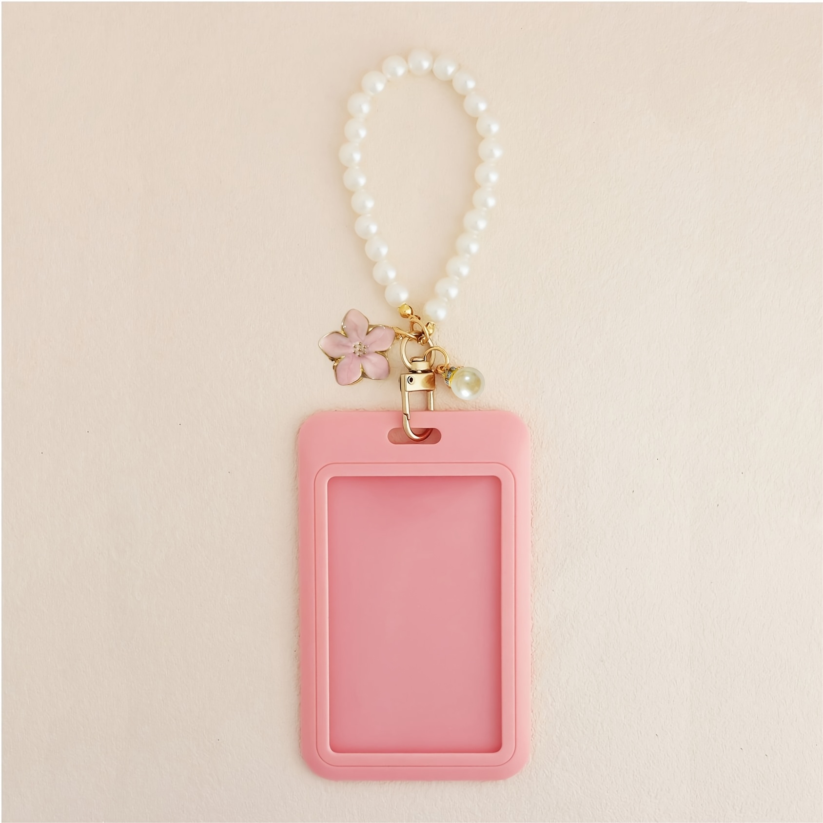 TEMU Porte-badge nominatif étudiant 1 pièce avec lanière à fleur de perle et poche pour carte d'identité. utilisé pour d'identité, et les porte-clés,