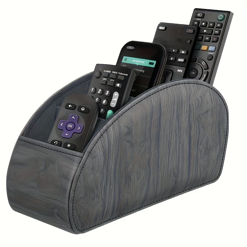 Tv Remote Control Holder With 5 Compartments, Pu Leather Remote Caddy/box/tray Bedside Table Desk Storage Organizer For Dvd, Blu-ray, Media Player, Heater Controllers Office Supplies