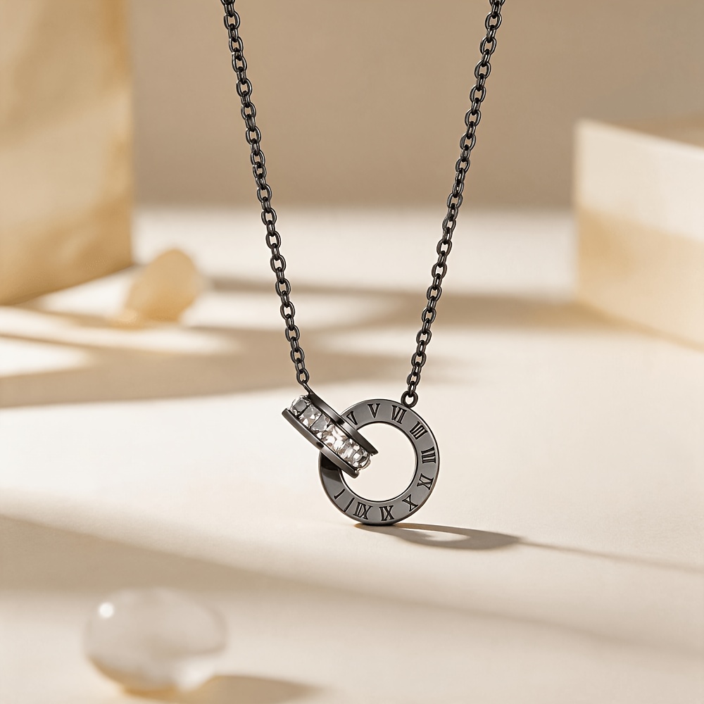 Women's Dual Interwoven Circular Necklace in Hypoallergenic Stainless Steel