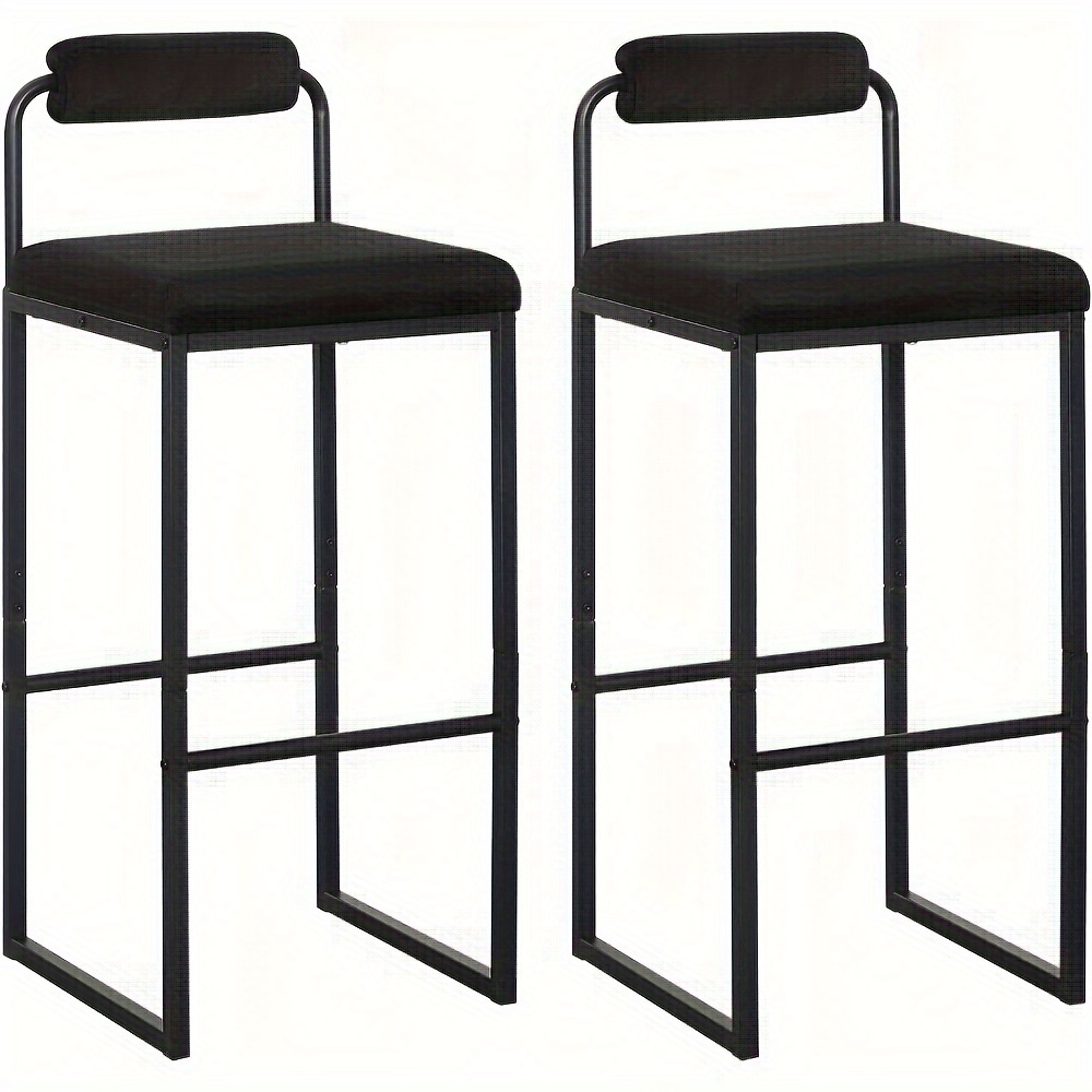 Image of 2pcs For Bar Stools With Backrest, High Stools, Bistro Stools, Counter Stools, Velvet For Bar Stools For Bar, Restaurant, Kitchen Counter, Bistro, Living Room