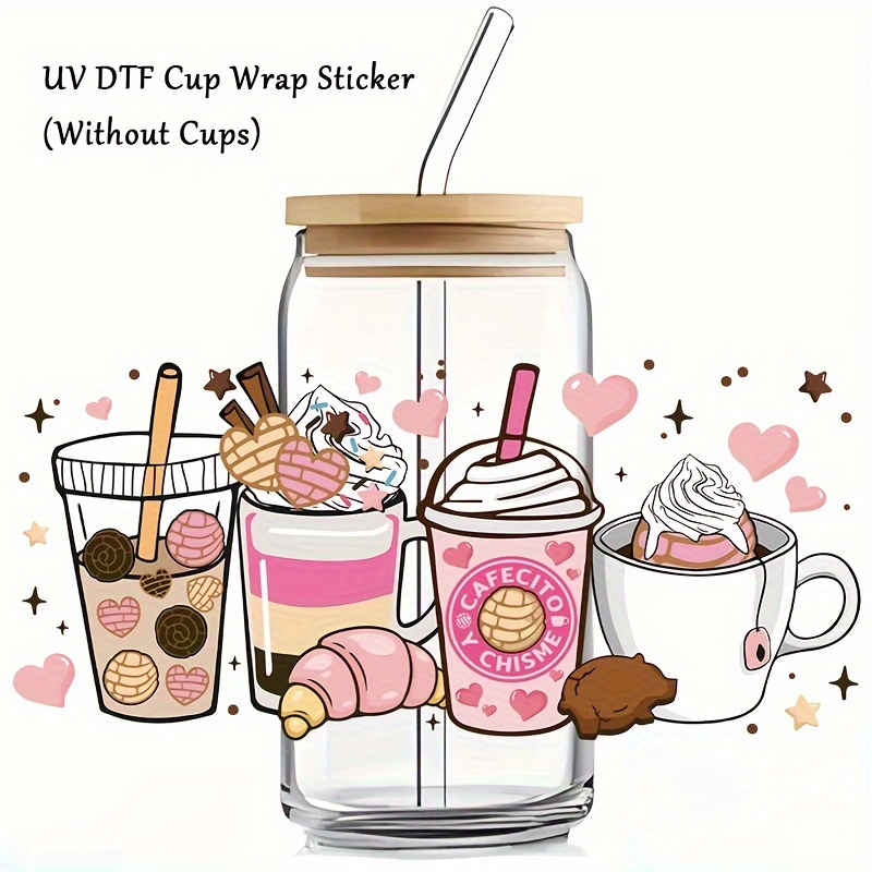 

1pc Uv Dtf Cup Wrap, Transfer Stickers For Glass Cups, Coffee Rub On Transfers For Crafting, Uv Dtf Transfer Waterproof Sticker For 16oz Cups Furniture Craft Wood Diy Crafts Vintage