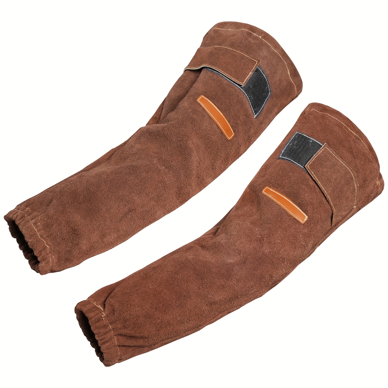 TEMU Flame-resistant Work Sleeves - Genuine Leather Arm Protection For Welding, Grinding & Fabrication