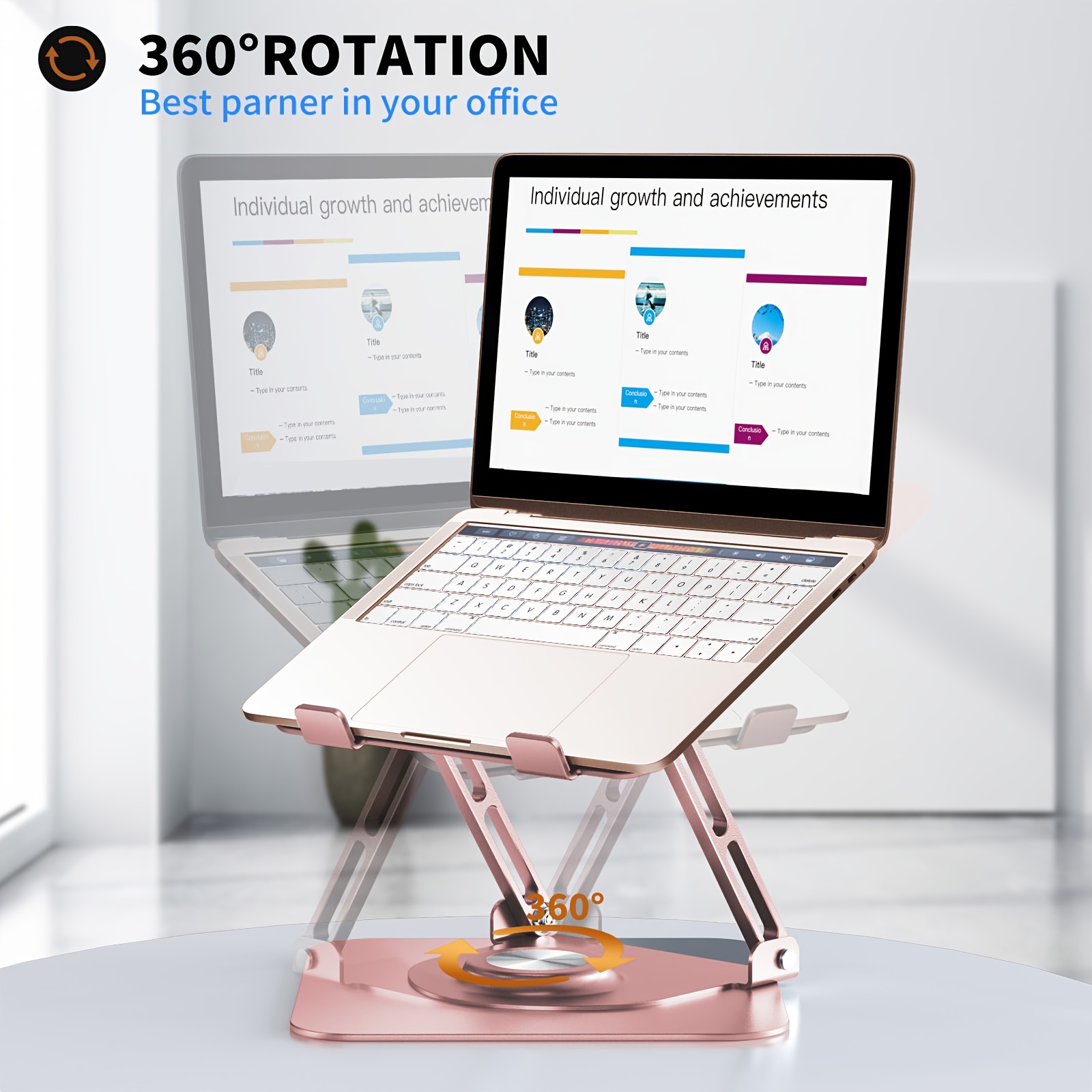 

Laptop Stand For Desk, Adjustable Computer Stand With 360° Rotating Base, Ergonomic Laptop Riser For Work, Foldable & Portable Laptop Stand, Fits Macbook/all Laptops Up To 16 Inches