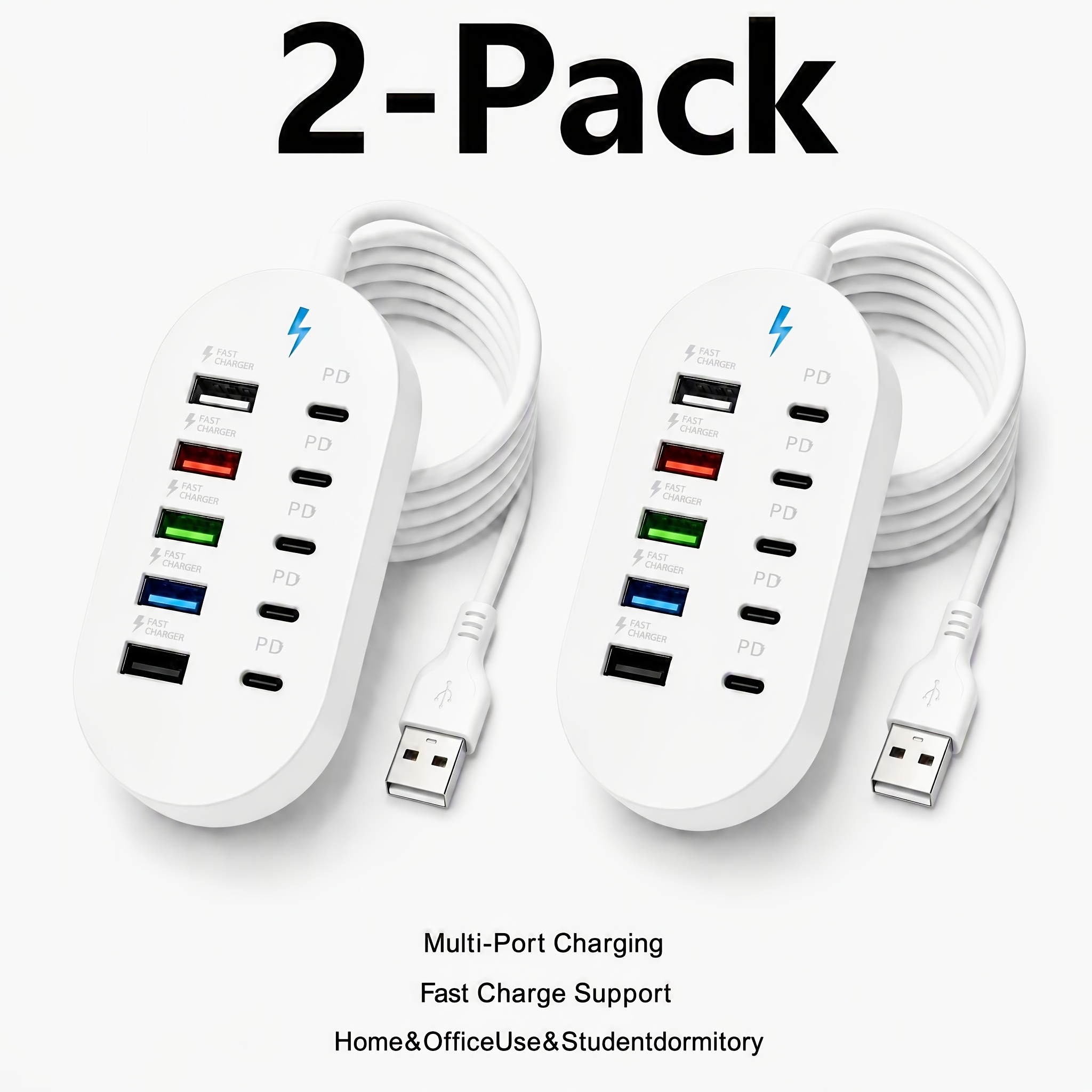 TEMU 2-pack nieuwe YUMKNOW-C10-in-1 5-Type--USB-A poort , geschikt voor /meerdere apparaten, werkplek-powerhub, compact ontwerp, ondersteunt 66W snel