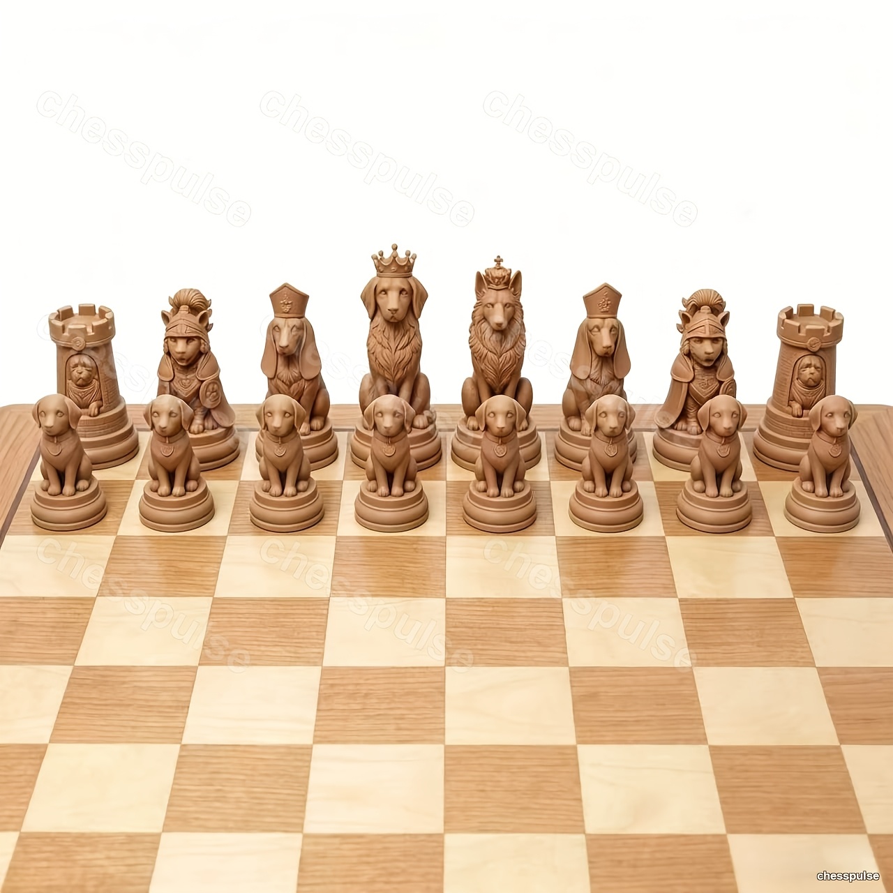 Image of 16pcs 3d Carved Dog Chess Pieces Cute Puppy-shaped Chess Pieces, Unique Collectible Board Game & Home Decor, Ideal Father's Day Gift For Chess And Dog Lovers