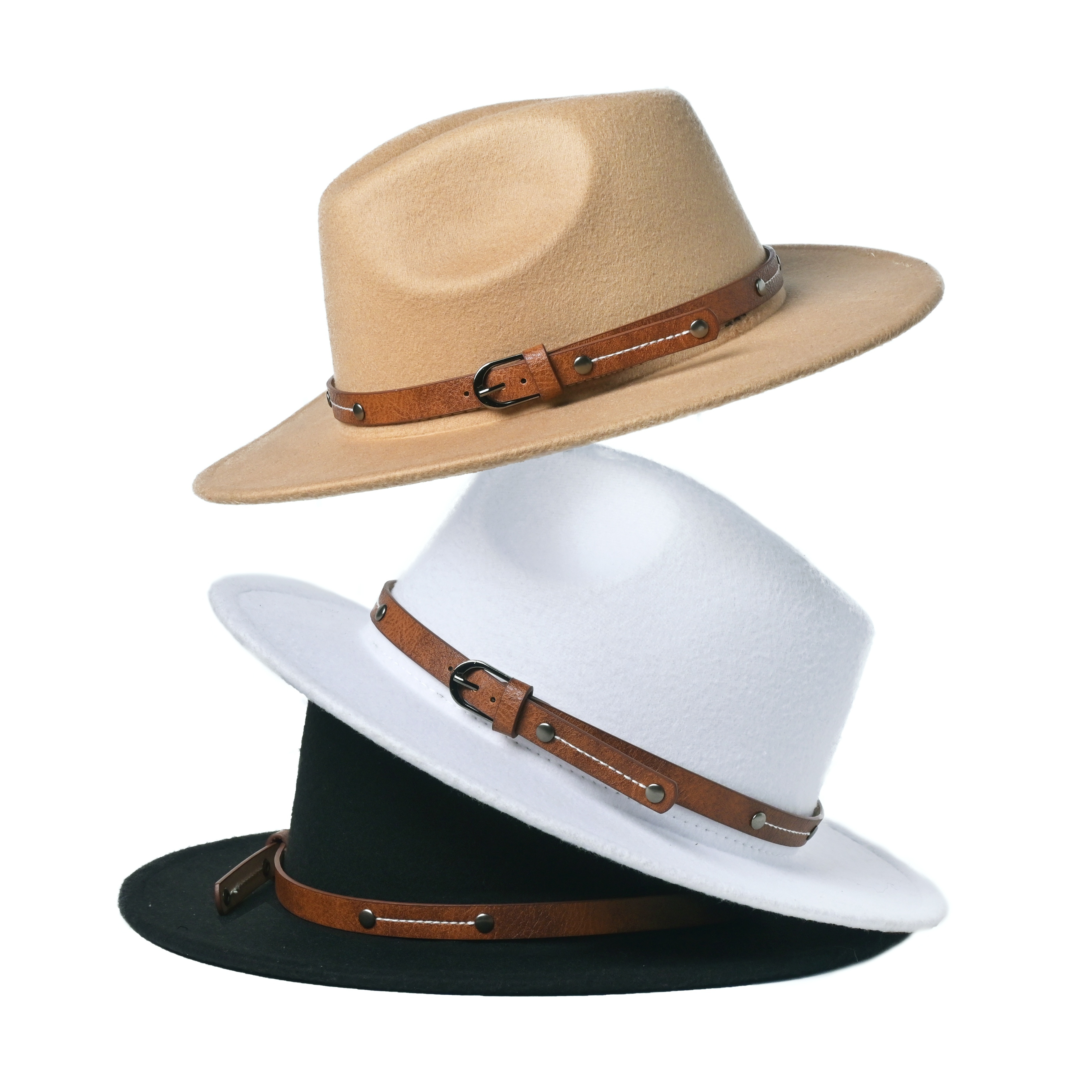 Unittype Floppy Hats for Women Classic Wide Brim Hat Felt Panama Hat with Adjustable Belt Buckle Panama Jazz Dress Hat