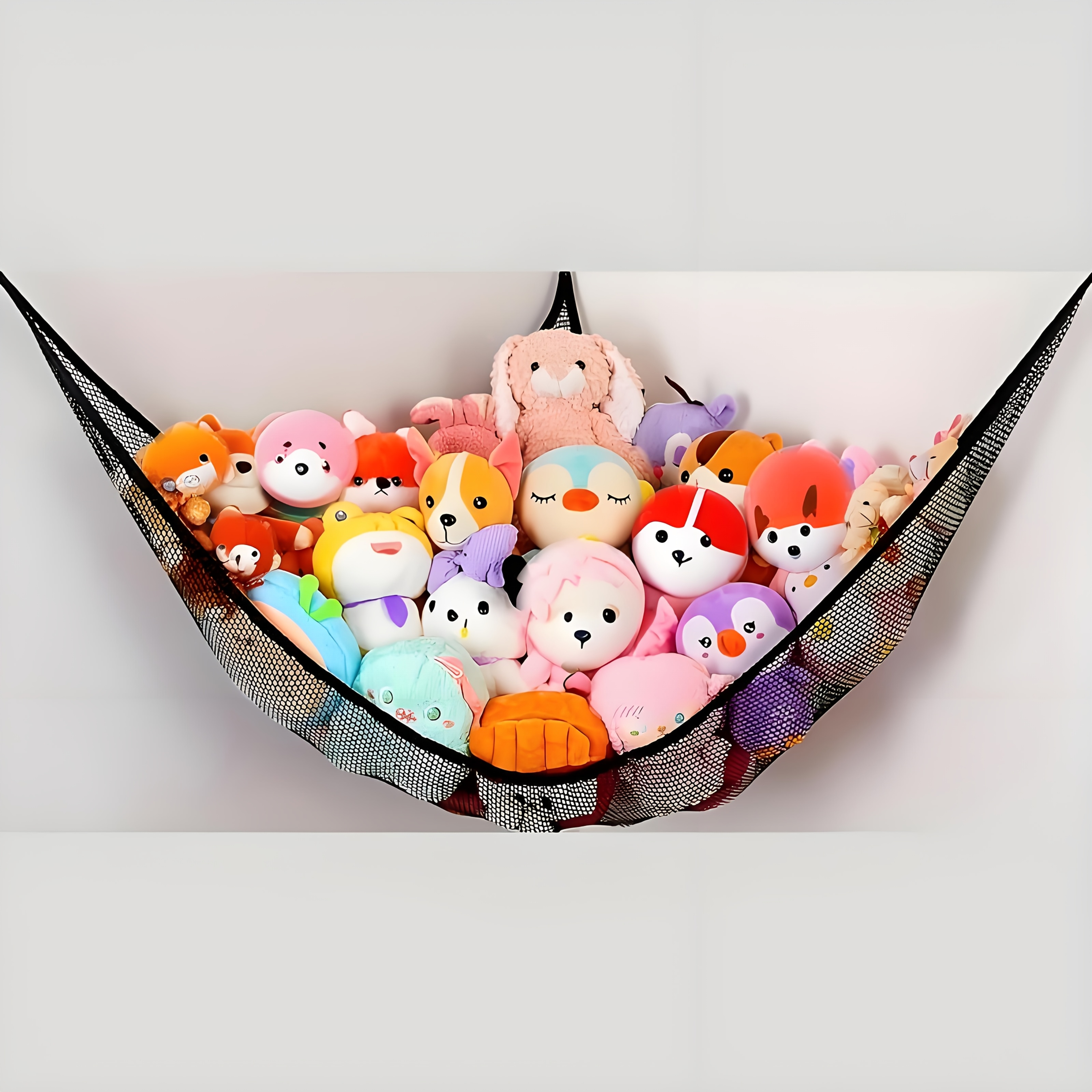 Image of Large Plush Hammock- Corner Storage Net For Stuffed Animals (3 Colors)- Durable Hanging Organizer