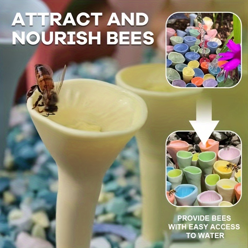 

Bee-friendly Resin Flower Water Cup - Wooden Insect Drinking Station For Bees Bee Watering Station Bee Cups