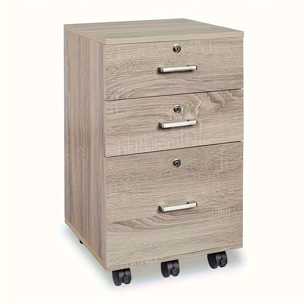 

3-drawer Rolling Wood File Cabinet With Removable Wheels